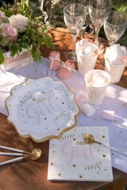 Baby Shower Pappkopper Rosa, 10 stk