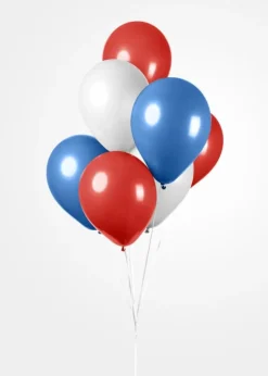 Ballonger Rød, Hvit og Blå, 30 cm, 10 stk