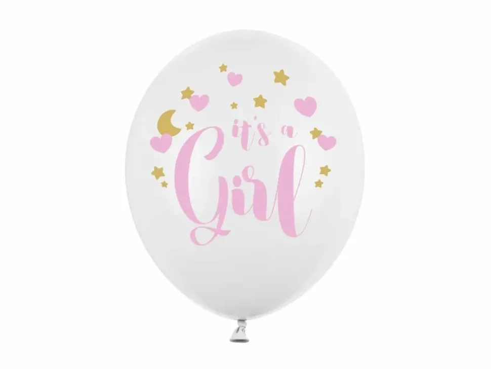 Ballongpakke, It's a Girl m/sky og stjerner, 6 stk