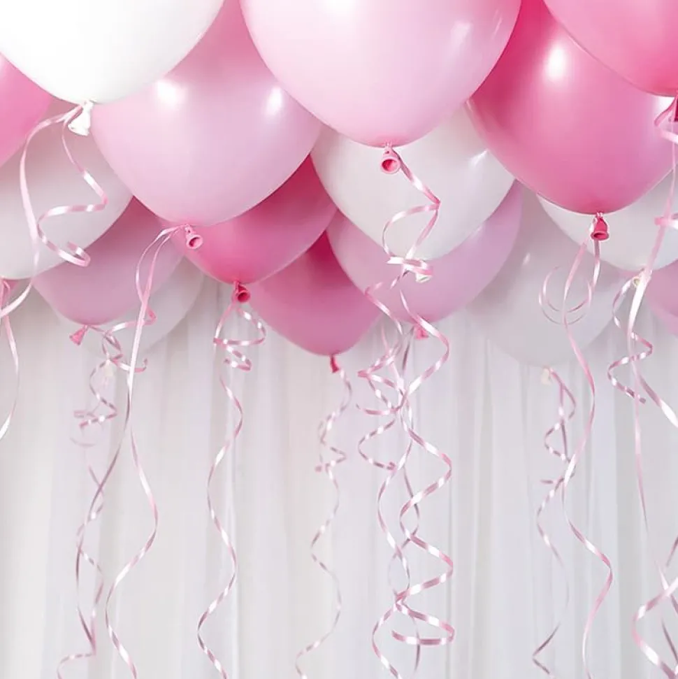 Ballongtak Kit Lys Rosa, 30 ballonger og bånd