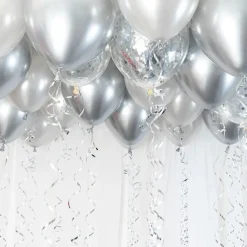 Ballongtak Kit Sølv, 30 ballonger og bånd