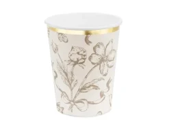Beige Blomster kopper, 6 stk.