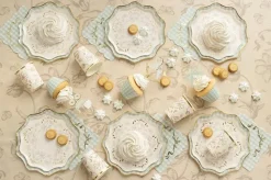 Beige Blomster kopper, 6 stk.