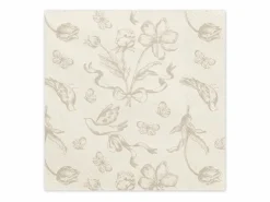 Beige blomster servietter, 12 stk.