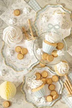 Beige blomster servietter, 12 stk.