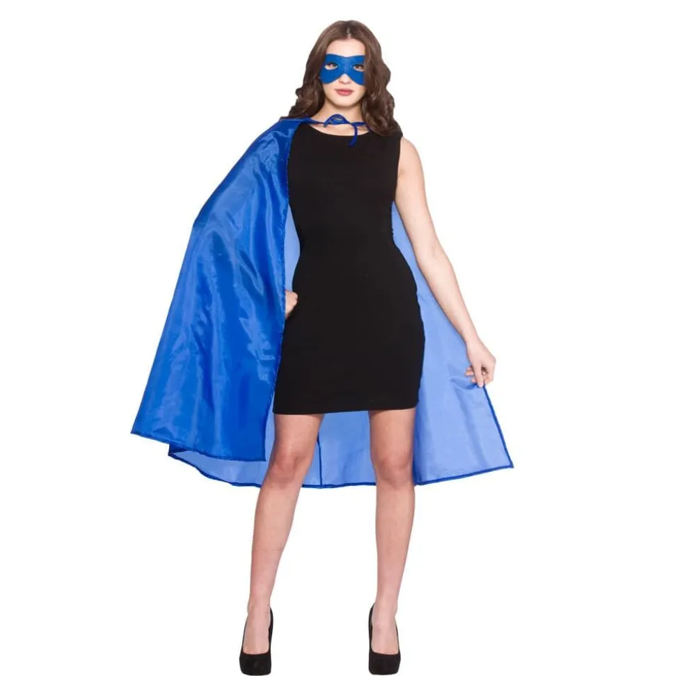 Blå Superhelt Kappe & Maske
