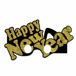 Briller Happy New Year sort og gull