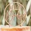 Cake Topper i tre, Hey Baby, 12 x 20 cm