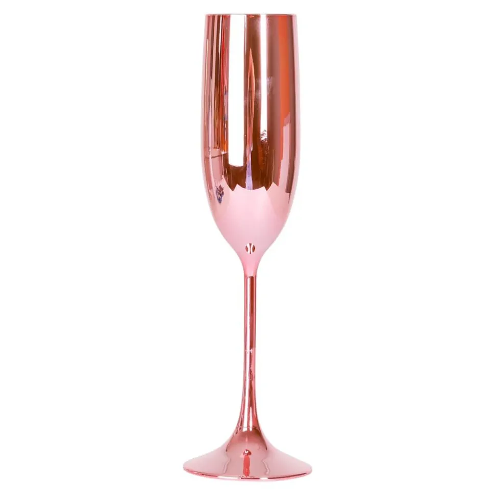 Champagneglass i Plast, Metallisk Rosa