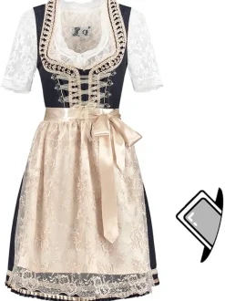 Dirndl Amelie Blå & Kremhvit