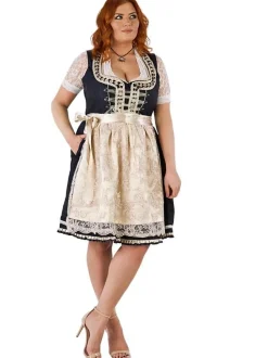 Dirndl Amelie Blå & Kremhvit