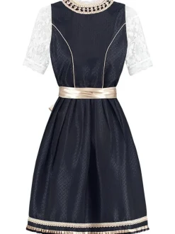 Dirndl Amelie Blå & Kremhvit