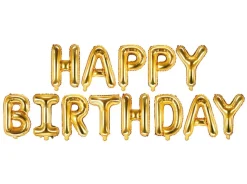 Folieballong Banner, Happy Birthday, Gull