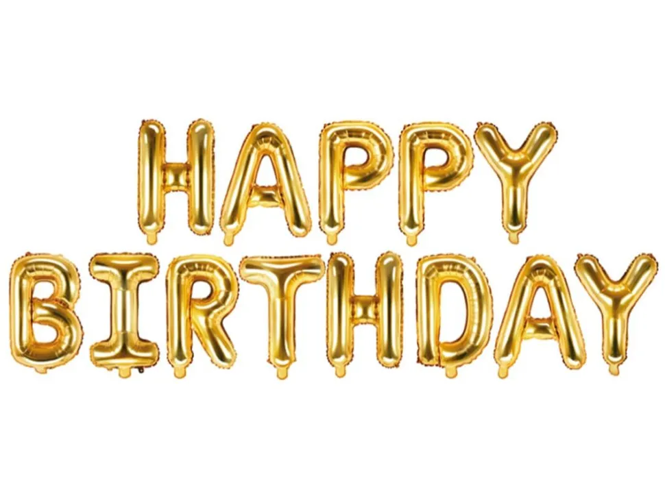 Folieballong Banner, Happy Birthday, Gull