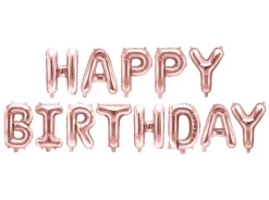 Folieballong Banner, Happy Birthday, Rosegull