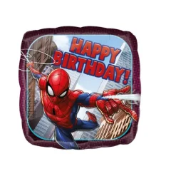 Folieballong Standard, Firkantet Spiderman Happy Birthday