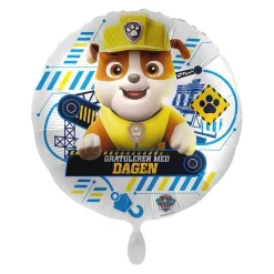 Folieballong Standard, Gratulerer med Dagen, Paw Patrol Rubble