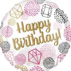 Folieballong Standard Happy Birthday Diamanter