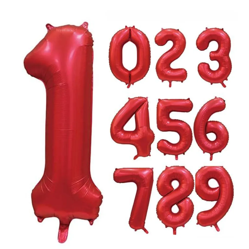Folieballong tall sateng rød 86 cm