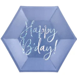 Happy B'day Asjett Blå, 6 stk