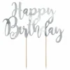 Happy Birthday Kaketopper Sølv
