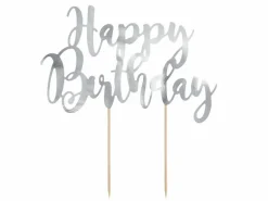 Happy Birthday Kaketopper Sølv