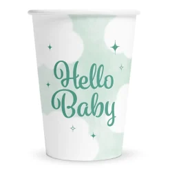 Hello Baby Skyer Babyshower kopper, 8 stk.