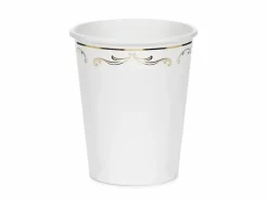 Hvite kopper med gull ornament, 6 stk.