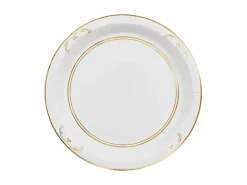 Hvite tallerkener med gull ornament, 6 stk.