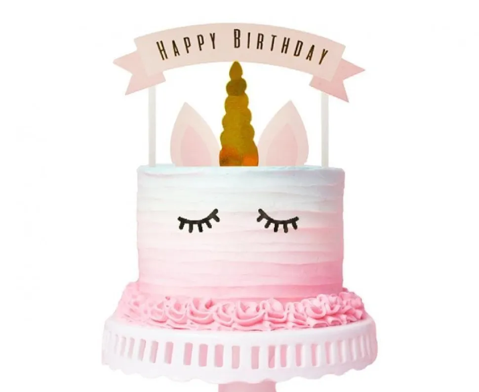 Kaketopper Enhjørning Happy Birthday