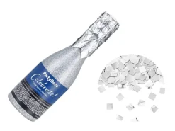 Konfettikanon, Metallisk Sølv, Champagne 20 cm