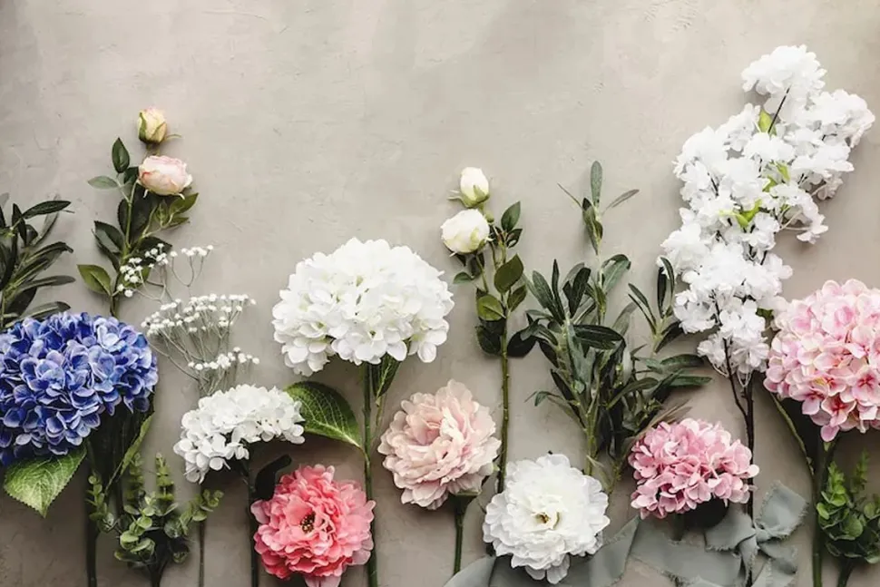 Kunstig blomst Lysrosa Hortensia, 35 cm