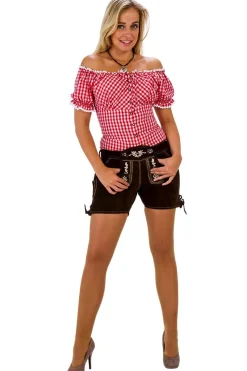 Lederhosen Dame Ultrakort Brun