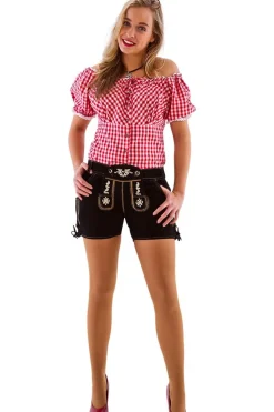 Lederhosen Dame Ultrakort Sort