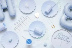 Lys blå plastikk tallerkener, 4pk