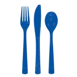 Mørk Blå Gjenbrukbart Plastbestikk, 18 stk.