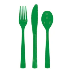 Mørk Grønn Gjenbrukbart Plastbestikk, 18 stk.