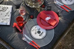 Musikk vinyl bordmatte 34cm sort, 6stk