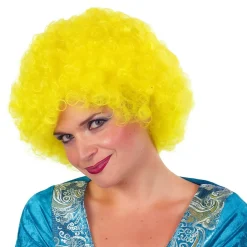 Parykk Curly, fluo-gul