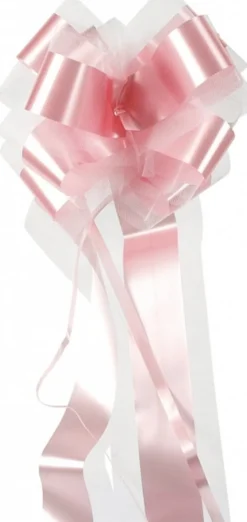 Pull Bow Sløyfe m/tyll Lys Rosa, ca 25 cm