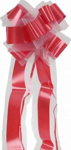 Pull Bow Sløyfe m/tyll Rød, ca 25 cm