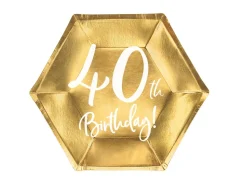 40år Bursdag Asjett Gull, 6 stk