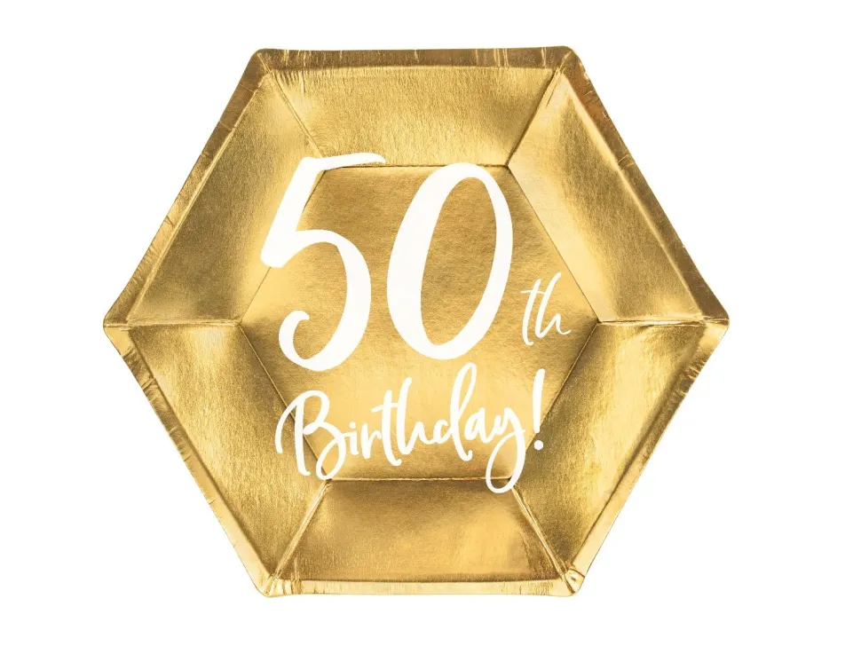 50år Bursdag Asjett Gull, 6 stk