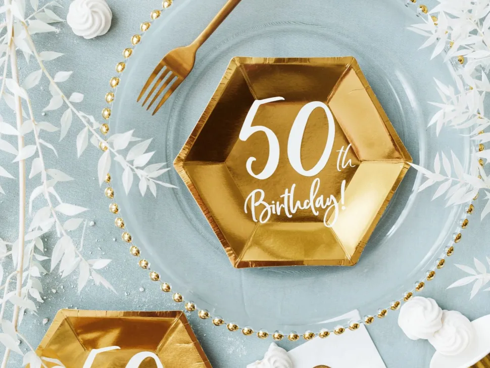 50år Bursdag Asjett Gull, 6 stk