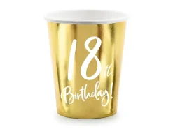 18år Bursdag Pappkrus Gull, 6 stk