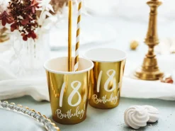 18år Bursdag Pappkrus Gull, 6 stk