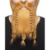 Rødlig viking skjegg & bart med fletter