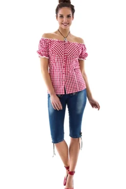 Rødrutet Bluse Off Shoulder