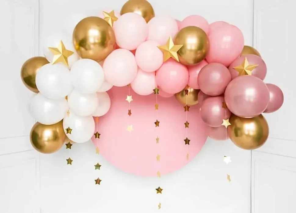 Rosa ballong girlander, 200cm
