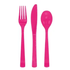 Rosa Gjenbrukbart Plastbestikk, 18 stk.